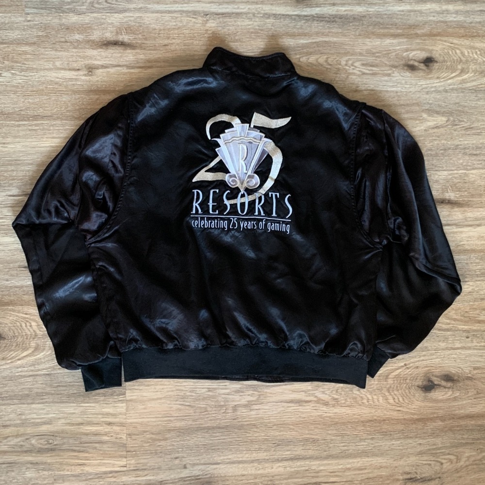 VINTAGE 25TH ANNIVERSARY RESORTS CASINO ATLANTIC CITY SATIN REVERSIBLE JACKET
